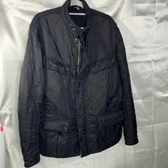 Barbour Black Quilted and Fleece Lined Coat with Stand-Up Collar, XXL - Picture 1 of 9